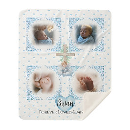 Cobertor Sherpa Memorial Baby Boy Photo Blanket Gift