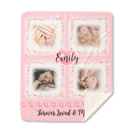Cobertor Sherpa Memorial Baby Pink Photo Blanket Gift