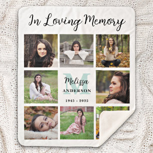 Cobertor Sherpa Memorial Modern In Loving Memory 8 Photo Collage