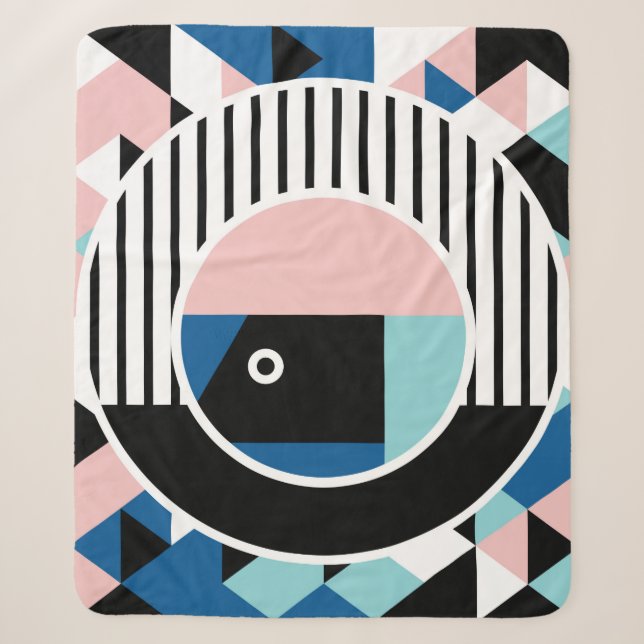 Cobertor Sherpa Memphis abstract poster design. Face geometric mak (Frente)