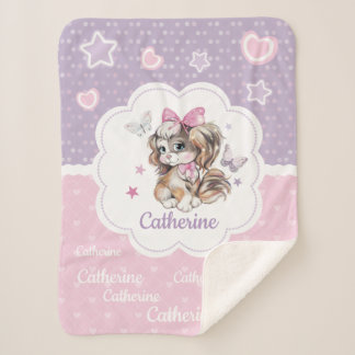 Cobertor Sherpa Menina bonito conhecida feita sob encomenda do