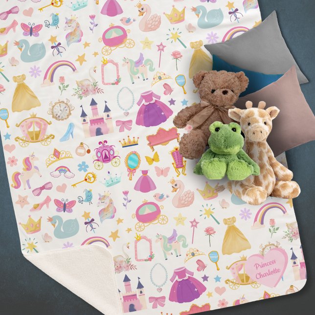 Cobertor Sherpa Menina Bonito Princesa Fada Padrão (Criador carregado)