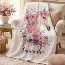 Menina Cavalo Monograma Caprichoso Rosa Roxo
