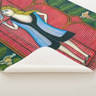 Cobertor Sherpa Menina com Pombos   Morris Hirshfield  
