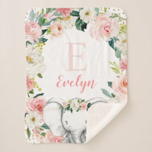 Cobertor Sherpa Menina Dourada rosa de elefante