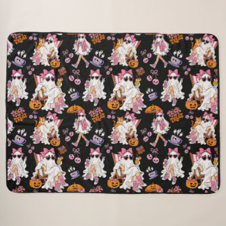 Cobertor Sherpa Menina Fantasma Rosa Halloween Fofo Assustador