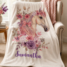 Menina Monograma de Cavalo Caprichoso Rosa Roxo
