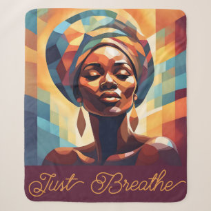 Cobertor Sherpa Menina Negra Mulher Americana "Apenas Respire"