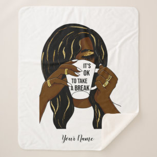 Cobertor Sherpa Menina Negra Mulher Americana Inspiracional 