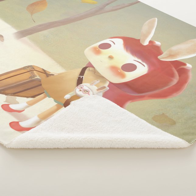 Cobertor Sherpa Menina perdida na floresta (3/4)