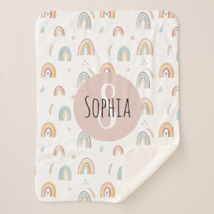 Cobertor Sherpa Meninas Cute Boho Watercolor — Crianças De Padrões