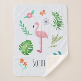 Cobertor Sherpa Meninas Cute Pink Tropical Flamingo Kids