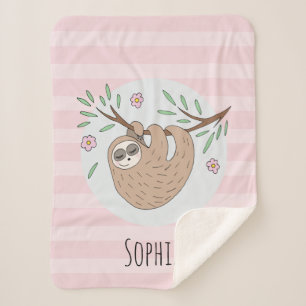 Cobertor Sherpa Meninas Geladas Rosa Dormindo Lama e Nomes Crianç