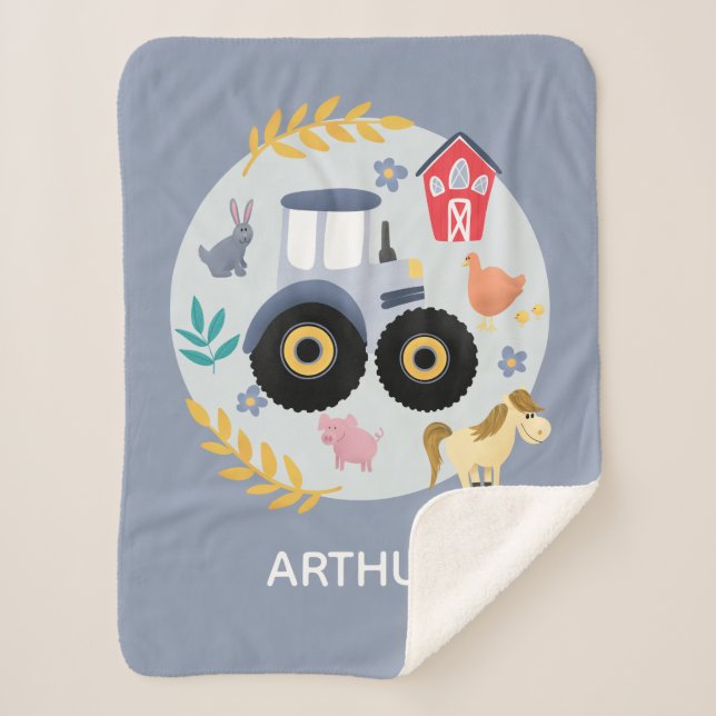 Cobertor Sherpa Meninos Animais de Fazenda Frescos e Crianças de T (Frente)