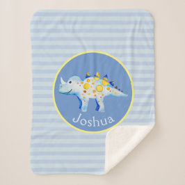 Cobertor Sherpa Meninos Blue Watercolor Dinossaur e Kids