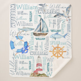 Cobertor Sherpa Meninos personalizados: navegação marítima náutica