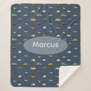 Cobertor Sherpa Meninos Portáteis - Carro de Transporte Cute Monog