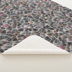 Cobertor Sherpa Mensagem de salmão cru e mosaico irregular de cinz