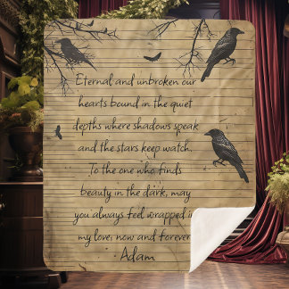 Cobertor Sherpa Mensagem Personalizada Gótica Raven
