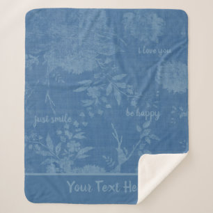 Cobertor Sherpa Mensagens Ocultas Azul Bonito Floral