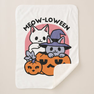 Cobertor Sherpa Meow-Loween - Design de Gato de Halloween