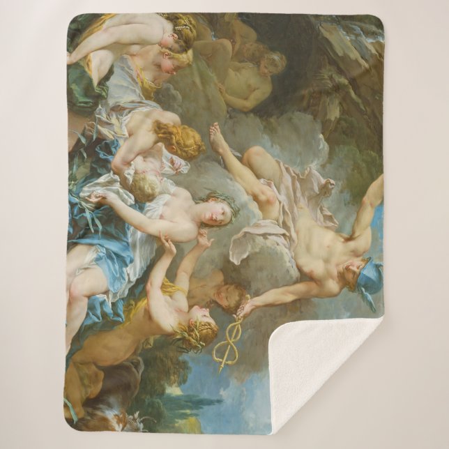 Cobertor Sherpa Mercúrio confiando a criança Baccus às Ninfas (Frente)