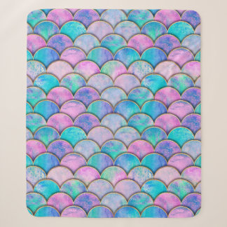 Cobertor Sherpa Mermaid fish scale wave japanese seamless pattern.