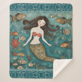 Cobertor Sherpa Mermaid Watercolor