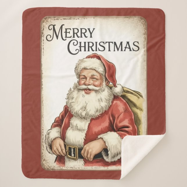 Cobertor Sherpa Merry Christmas Santa Sherpa Blanket (Frente)