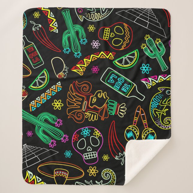 Cobertor Sherpa México Fiesta Pattern (Frente)