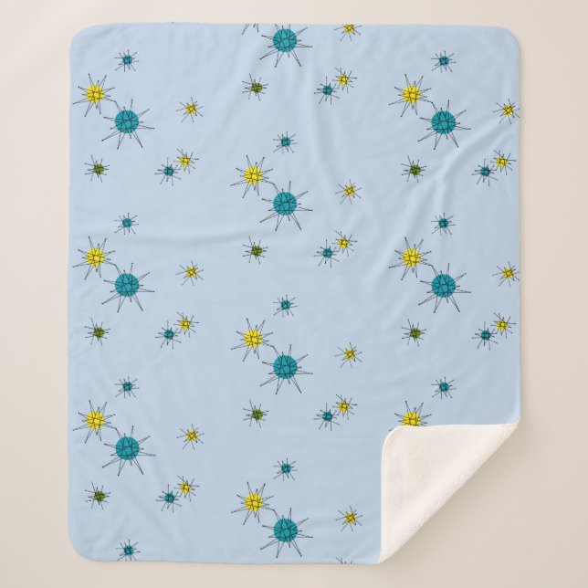 Cobertor Sherpa Mid-Century Modern Atomic (Frente)