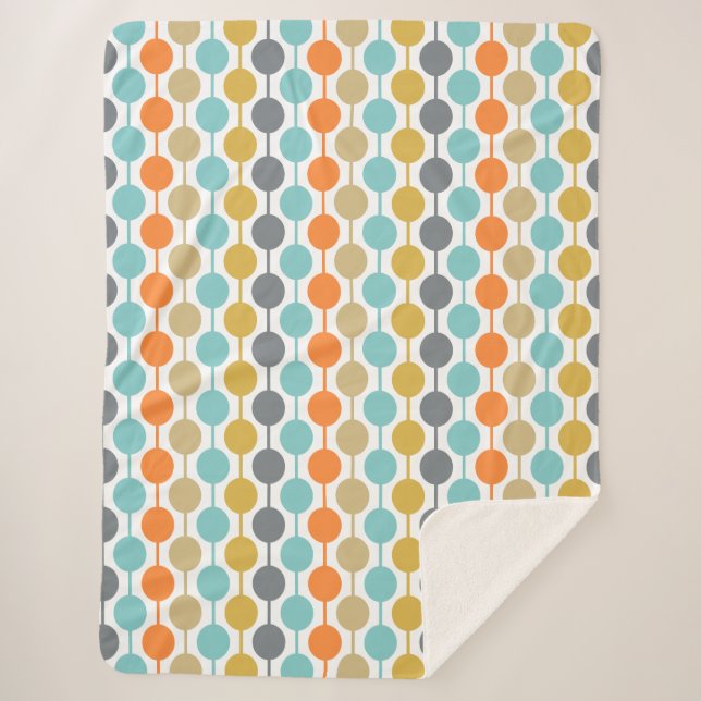 Cobertor Sherpa Mid-Century Modern Retro Geometric Circles Pattern (Frente)
