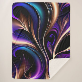Cobertor Sherpa Midnight Bloom - Roxo Fundo, Azul Turquesa e Doura