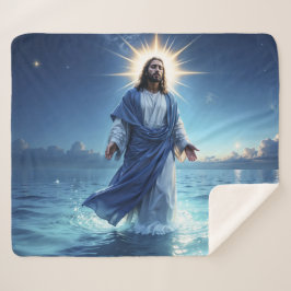 Cobertor Sherpa Milagre de Jesus Cristo oceano paz espiritual