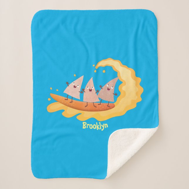 Cobertor Sherpa Milhas de nachos, batatas fritas, canecas, surf (Frente)