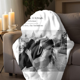 Cobertor Sherpa Minimal All Is Calm All Is Bright Christmas Photo 