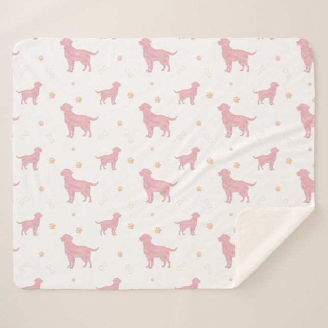 Cobertor Sherpa Minimal Pastel pink Labrador Retriever Blanket (Frente (Horizontal))