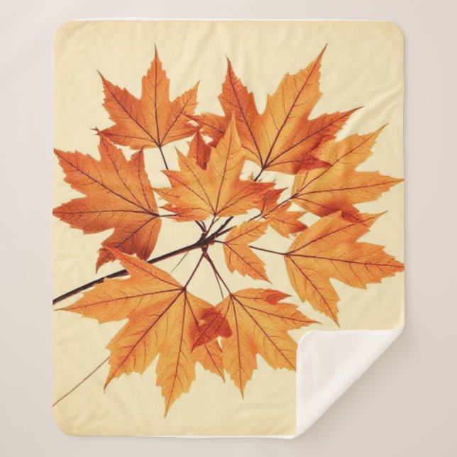 Cobertor Sherpa Minimalist Maple Leaves Art – Botanical Print (Frente)