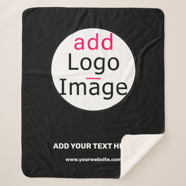 Cobertor Sherpa Mínimo de branco preto personalizável para chic co (Frente)