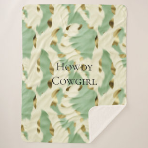 Cobertor Sherpa Mint Green Cream Dourado Cowhide