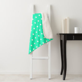 Cobertor Sherpa Mint Green e Bolinhas brancas