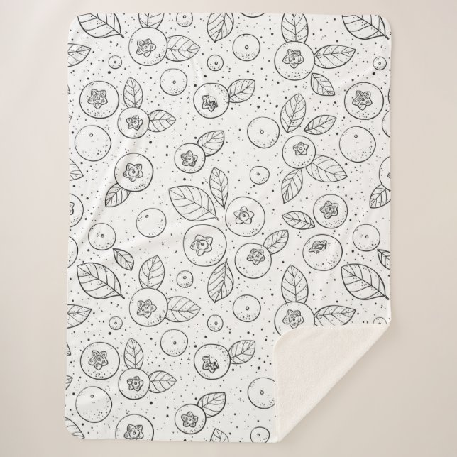 Cobertor Sherpa Mirtilos em preto e branco (Frente)