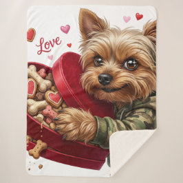 Cobertor Sherpa Mischievous Valentine Yorkie Love Sherpa Blanket