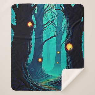 Cobertor Sherpa Mistério da Floresta de Fantasia Escura