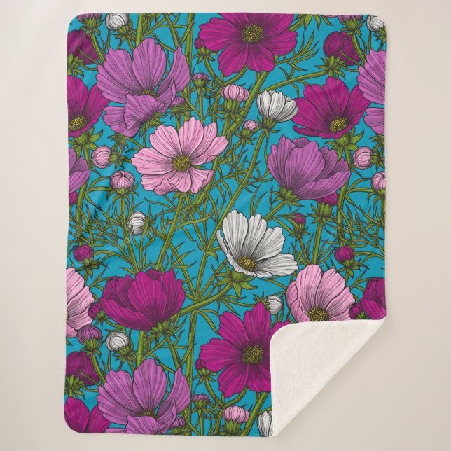 Cobertor Sherpa Mistura Cosmos em azul (Frente)