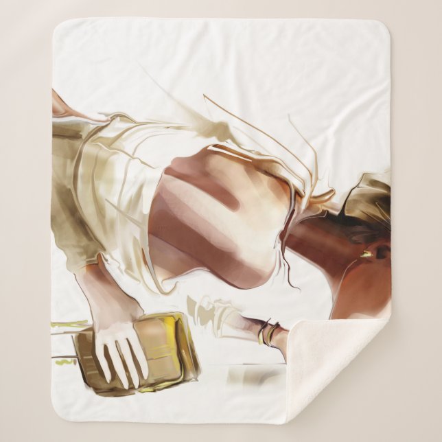 Cobertor Sherpa Moda: Retrato Contemporâneo Na moda. (Frente)