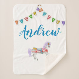 Cobertor Sherpa Modelo de Carrossel Horse Personalizado