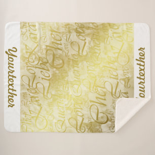 Cobertor Sherpa modelo, ouro, flor, fantasia, elegante, padrão