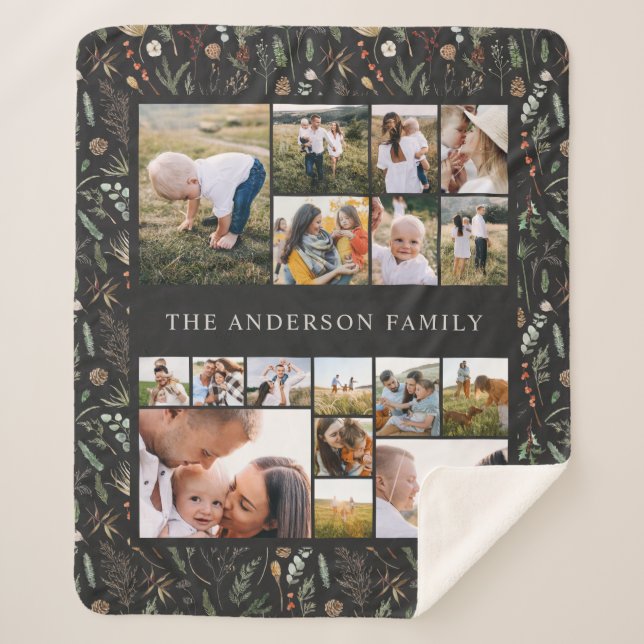 Cobertor Sherpa modelo preto elegante 17 foto-botânico pampas (Frente)