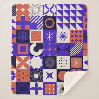 Cobertor Sherpa Modern Bauhaus: Padrão Geométrico Negrito.